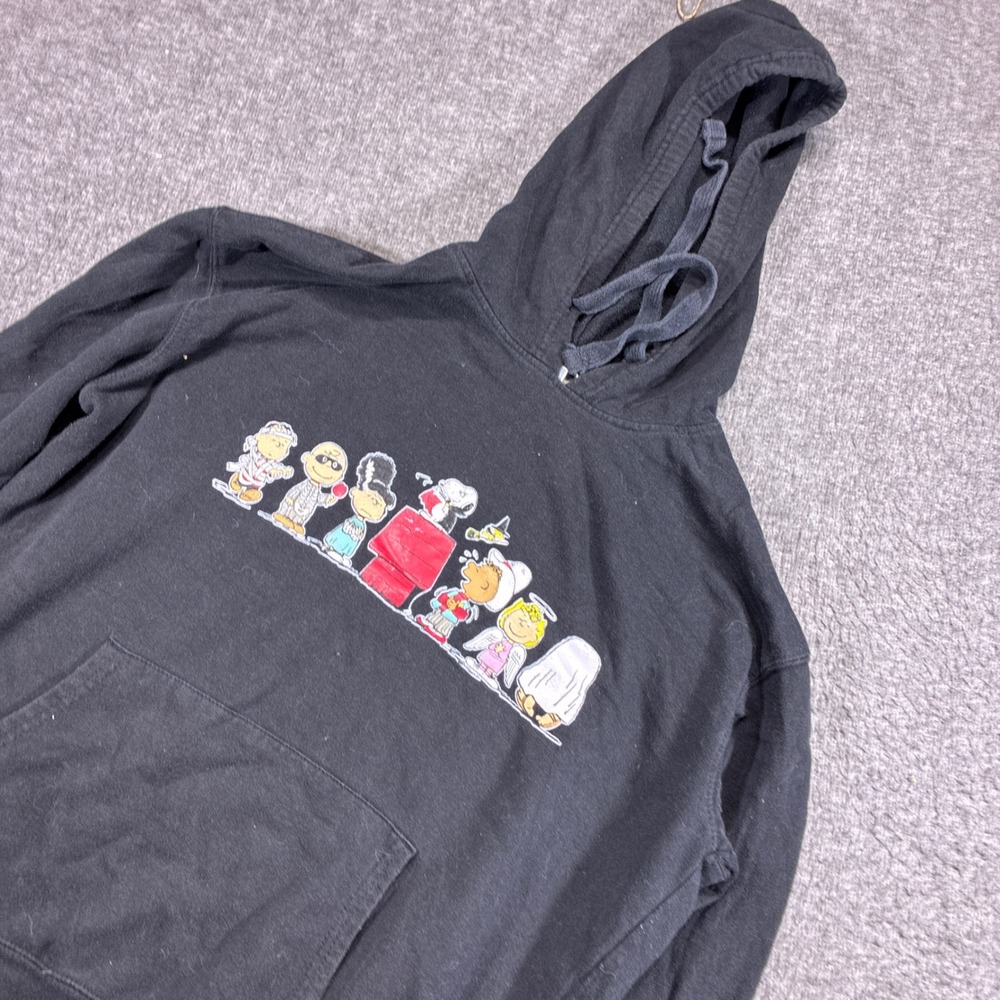 Vintage‎ Peanuts Hoodie Kids XL Black Halloween Snoopy Charlie Brown
